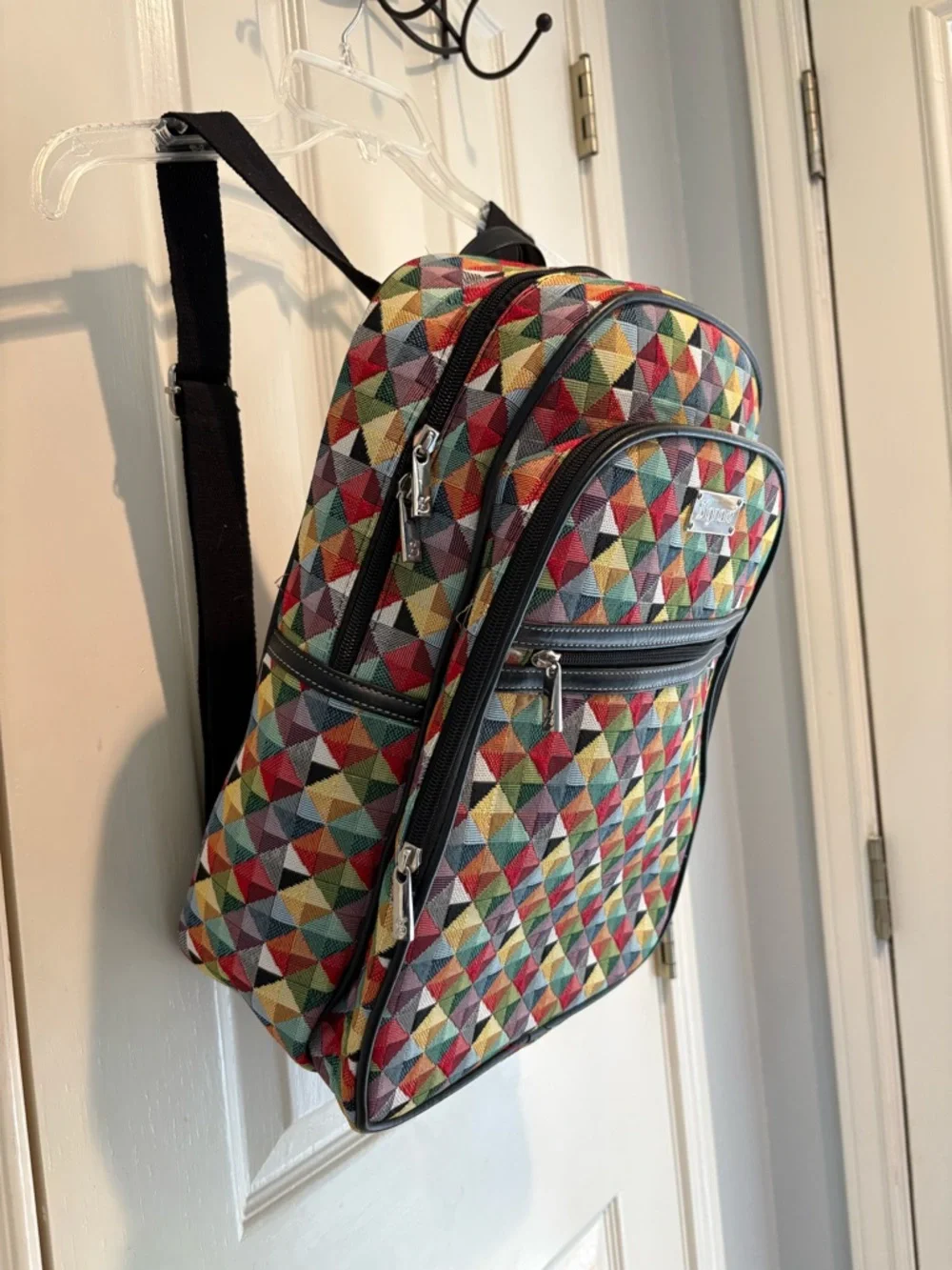 Multicolor Geometric Pattern Backpack by Signare - Picture 2 of 10